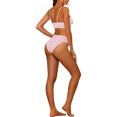 thumbnail image 3 of Women's 2 Piece Ribbed Bikini Sets, Adjustable Spaghetti Straps Sports Swimwear Bathing Suits Pink L, 3 of 5