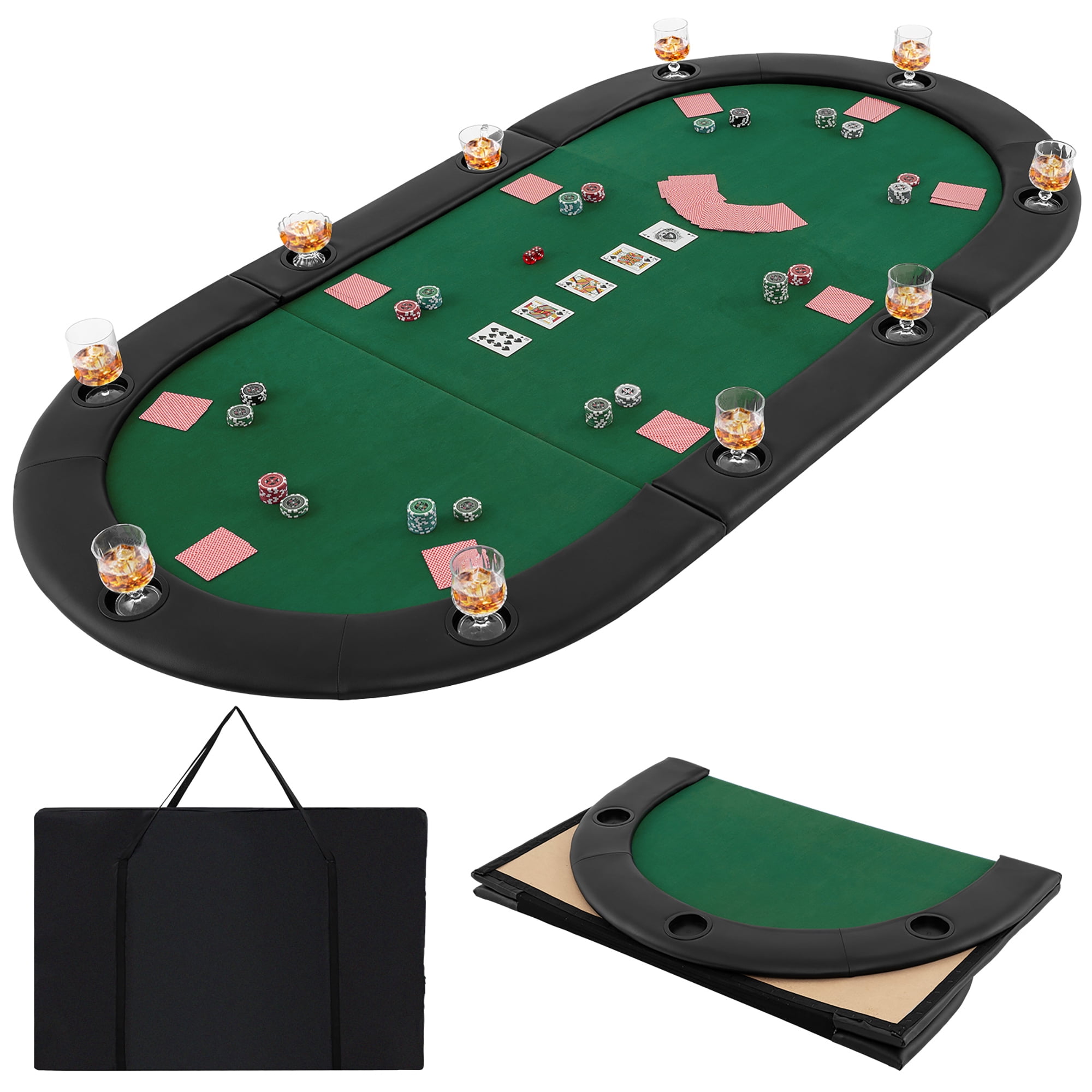 Gymax 84'' x 42'' 10-Player Foldable Padded Poker Table Top w
