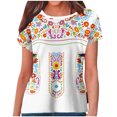 thumbnail image 1 of Birdeem Blouses pour Femmes T-Shirt Rétro Ethnique Imprimé à Manches Courtes à Col Rond pour Femmes, 1 of 12