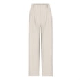 thumbnail image 5 of AherBiu Pantalons Décontractés pour Femmes Coton Lin Taille Haute Jambe Droite Pantalons Habillés, 5 of 5