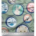 thumbnail image 1 of Soimoi Silk Fabric Circle,Fish & Cute Animals Patchwork Print Fabric by Yard 42 Inch Wide, 1 of 3