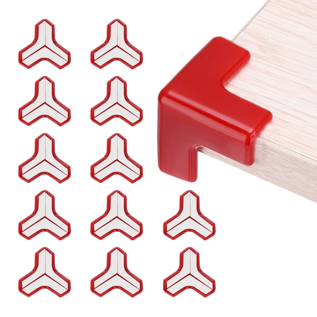 Uxcell Protecteurs d'Angle 12 Pcs Protecteurs d'Angle de Table Garde d'Angle de Meuble et Pare-Chocs de Bords (en Forme de T, Rouge)