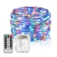 thumbnail image 1 of 10M/32.8ft 100 LEDs Fairy Lights Copper Wire Lamp Christmas String Light 8 Modes with Remote Control 3 * AA Cell Powered for Wedding Party Patio Garden Home Decoration, 1 of 7
