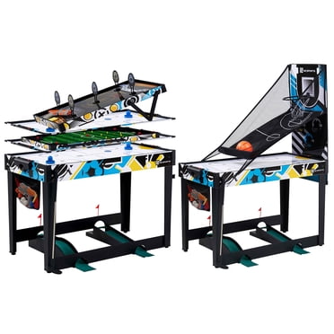 Table de jeu combinée de 48 po, air hockey, basket-ball, lancer de sac, fléchettes, flipper, tir sur cible, mini-golf, table multi-jeux par MD Sports