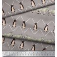 thumbnail image 3 of Soimoi Gray Velvet Fabric Penguin & Stripe Animal Print Sewing Fabric BTY 58 Inch Wide, 3 of 3