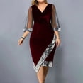 thumbnail image 1 of TIMIFIS Robe Moulante Midi Élégante pour Femmes à Col en V, Manches Longues Lanterne, Froncée, en Maille Extensible, Ajustée, Formelle, pour Fête et Cocktail, Printemps Été, Printemps, 1 of 6