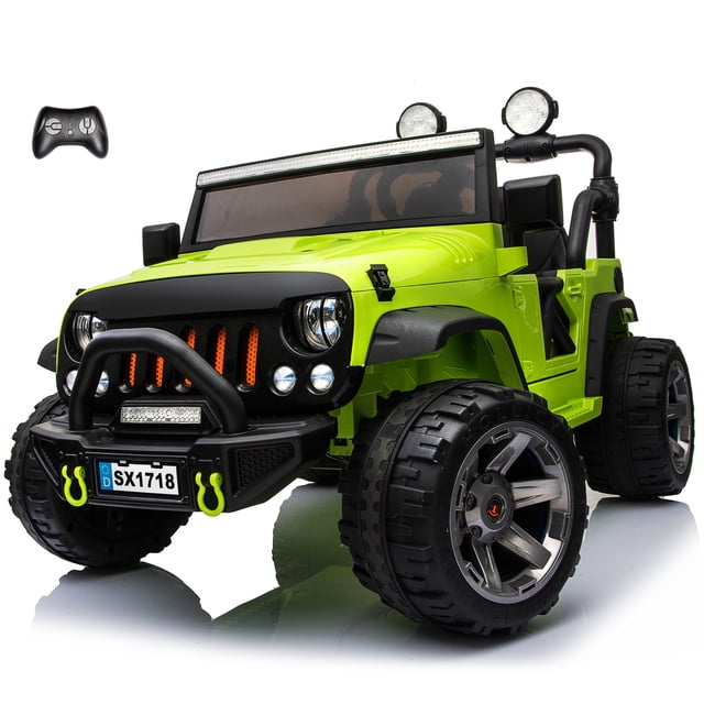 VOLTZ TOYS Jeep Wrangler Style 24V 2-Seater Kids Ride-On Car Truck, Classic Motorized Off-Road Toy Vehicle with Parent Remote Control, All-Terrain Wheels, Green