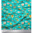 thumbnail image 1 of Soimoi Green polyester Crepe Fabric Fish Ocean Printed Craft Fabric by the Yard 42 Inch Wide, 1 of 2