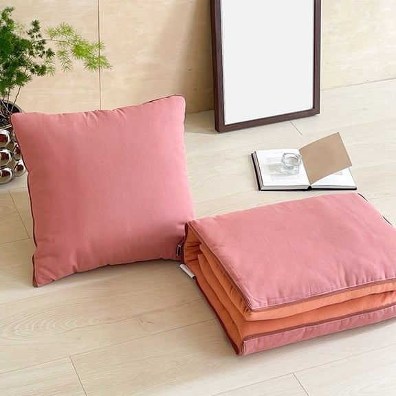 Pillow Blanket 2-in-1 Convertible Nap Pillow Quilt for Office Couch Car Travel