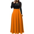 thumbnail image 1 of Robe Gothique pour Femmes Robe Maxi pour Femmes Unie à Manches Longues à Col Rond à Enfiler Robe Patchwork Robes Maxi pour Femmes P-77 Orange TTG, 1 of 5