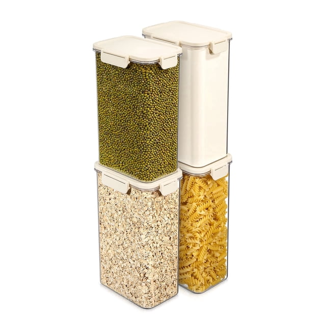 Sorbus 4-Pack Tall Rectangle Food Storage Containers with Lids, Clear, Stackable