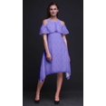 thumbnail image 3 of Bimba Block Print Flutter Sleeve Womens Party Tunic Cold Shoulder Midi Dress-Small, 3 of 6
