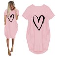 thumbnail image 5 of Pisexur Robe Maxi pour Femme Grande Taille Été Décontractée à Imprimé Cœur à Manches Courtes Col Rond Ample Unie Chemise de Nuit Plissée Robe de Sommeil Confortable avec Poches, 5 of 5
