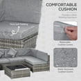 thumbnail image 2 of Outsunny 7 Pieces Patio Furniture Set with Cushions, PE Rattan Outdoor Conversation Set, Sectional Furniture Sofa Set with Glass Top Coffee Table and Pillows, for Garden, Lawn, Deck, Grey, 2 of 9