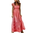 thumbnail image 1 of TopLLC Robe d'Été Mode Femmes Été Décontractée Imprimé Col Carré Camis Sans Manches Gilet Longue Robe Grande Taille Robes, Robe de Plage, 1 of 6