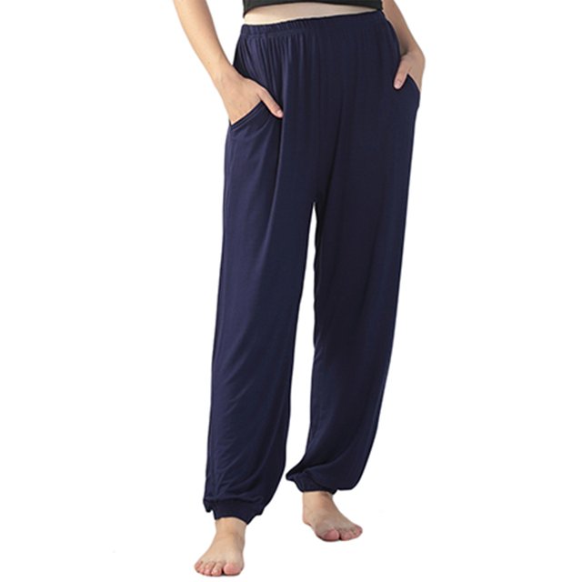 LUXUR Ladies Straight Leg Bottoms Tummy Control Sport Trousers Navy Blue 3XL