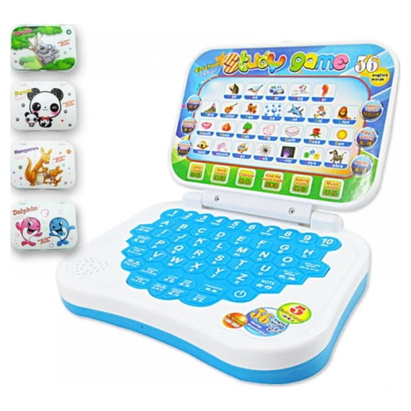 CHUANK Jouet d'Ordinateur Portable d'Apprentissage Bilingue Chinois Anglais pour Enfants Tout-Petits Garçons et Filles / Ordinateur pour Alphabet ABC Chiffres Mots Orthographe Maths Musique
