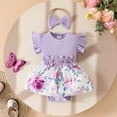 thumbnail image 2 of GPOECD Baby Girls Sleeveless Ribbed Floral Applique Dress Summer Casual Romper with Textured Fabric Sleeveless Rompers for Girls Purple-e,12-18 Months, 2 of 9