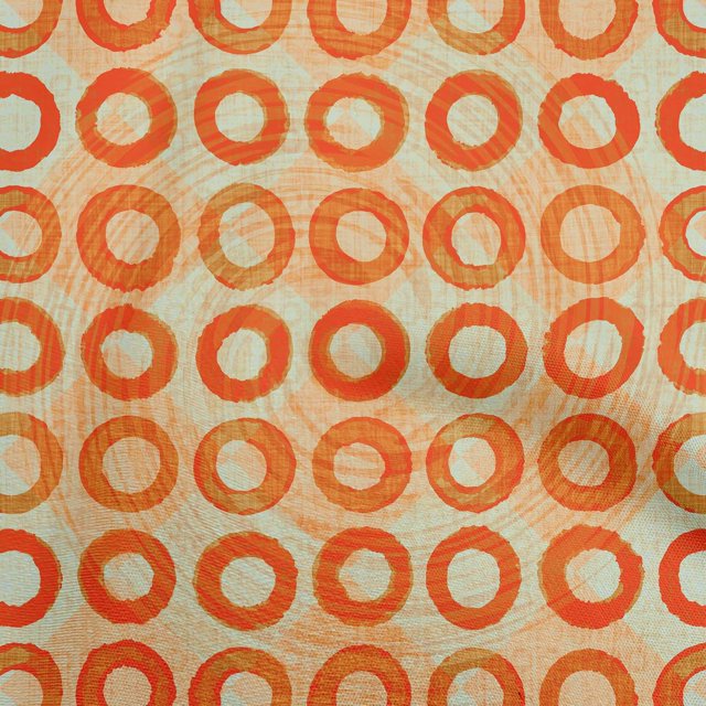 oneOone Viscose Chiffon Orange Fabric Circle Craft Projects Decor Fabric Printed By The Yard 42 Inch Wide