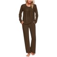 thumbnail image 2 of Timegard Ensembles de Pyjamas pour Femmes Confortables, Haut à Manches Longues Froncé à Col Rond et Pantalon, Tenues de Pyjama Amples pour l'Automne, 2 of 6