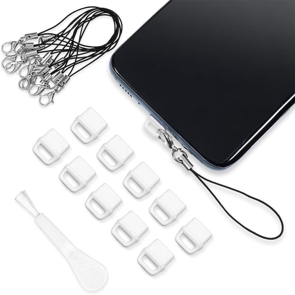 DIANWUDG Mobile Phone Plug Set USB C Plug Cover Hanging Rope And Cleaning Brush Set Charging Port Cleaner