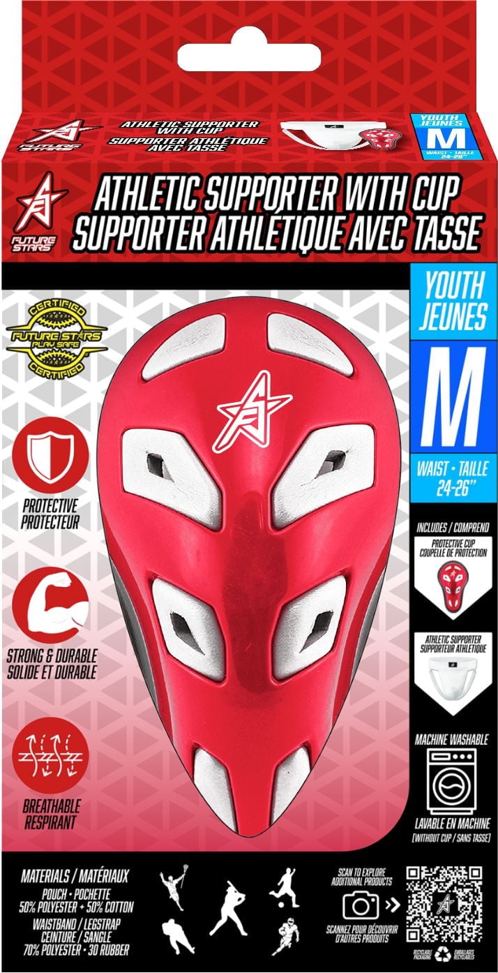 Future Stars Athletic Supporter with Jock Cup and Support Strap - Youth - Medium Size<br>- Anti-microbial, machine washable, pro-style protective gear