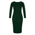thumbnail image 4 of TopLLC Longues Robe à Manches à Col Rond Mode Femme Décontractée Robe à Manches Longues à Col Rond Unie à Cordon Robe Femme, 4 of 8