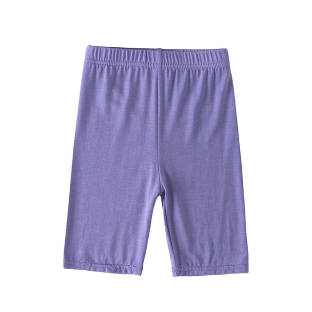 Leggings pour Filles, Shorts de Vélo pour Filles, Shorts Cartwheel pour Filles, Shorts de Cycliste pour Tout-Petits sous Robe, Danse, Shorts Multicolores. l'Image Montre une Paire de Shorts de Cycliste pour Tout-Petits Violets avec une Taille Élastique, Conçus pour le Confort et la Flexibilité. Fabriqués en Mélange de Coton et de polyester, Ces Shorts Sont Légers, Respirants et Convenant aux Activités comme la Danse, le Cyclisme et le yoga. Idéal pour 2 à 13 Ans, Ils Peuvent Être Portés sous des Robes Ou comme Shorts Autonomes.