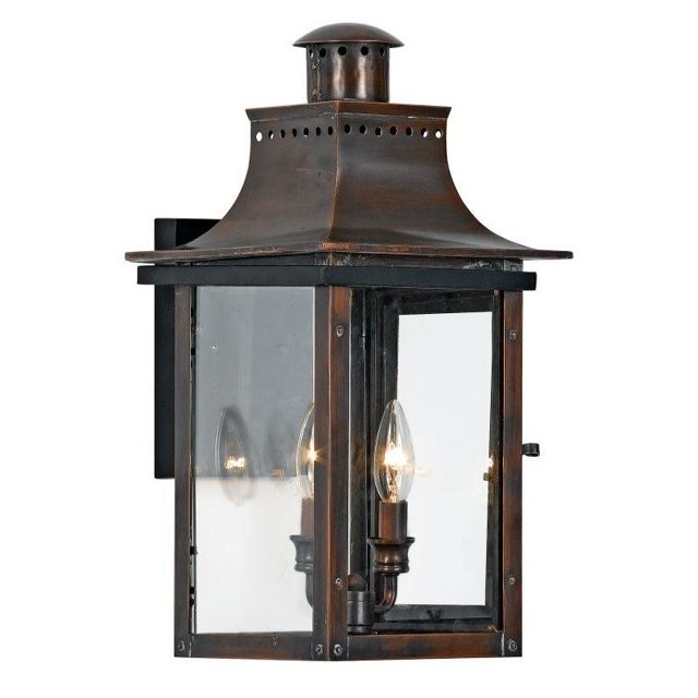 Quoizel Chalmers Medium Wall Lantern in Aged Copper