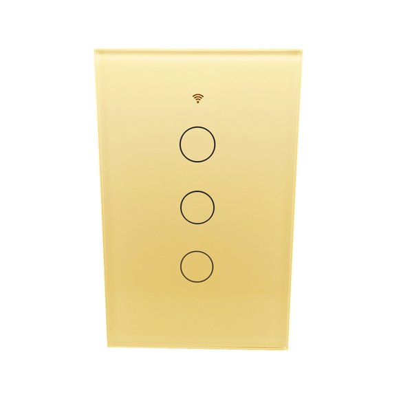 Smart Wi-Fi Wall Switch 2.4 GHz Touch Control for US Standard Wall Boxes AC100-240V 300W Per Circuit with Tempered Glass Panel and Dual-Color LED Indicators