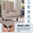 thumbnail image 3 of 2 Piece Super Stretch Stylish Furniture Cover/Wingback Chair Cover Slipcover Spandex Jacquard Checked Pattern, Super Soft Slipcover Machine Washable/Skid Resistance (Wing Chair, Sand), 3 of 7