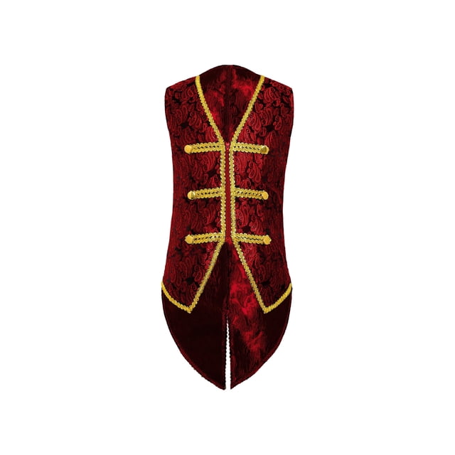 YiZYiF Boys Medieval Renaissance Clothes V Neck Tailcoat Steampunk Vest for Kids Red 8