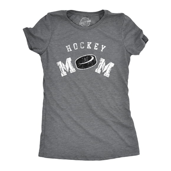 Womens Hockey Mom T Shirt Funny Cool Ice Hockey Lovers Mothers Day Gift Novelty Tee for Ladies (Dark Heather Grey - Hockey Mom) - 3XL