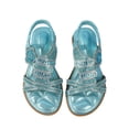 thumbnail image 2 of MIASHUI Girls Bohemian Beach Sandals Summer Rhinestone Shoes Elastic Ankle Strap Sandals,Blue,3.5-4 Years, 2 of 7