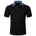 thumbnail image 2 of EGNMCR T-Shirts pour Hommes, Manches Courtes, Patchwork, Col Rabattu, Chandail-Over, Cadeaux pour Hommes, 2 of 9
