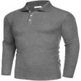 thumbnail image 4 of Chemises à Boutons Unies pour Hommes Printemps Automne avec Hauts à Manches Longues et Col à Revers, 4 of 9