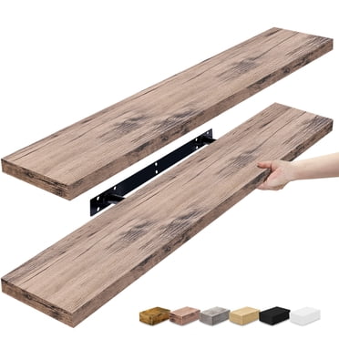 Sorbus Étagères Rectangulaires Flottantes Extra Longues – Étagères Murales en Faux Bois 35 Pouces L x 9 Pouces P x 1.5 Pouces H