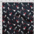 thumbnail image 4 of oneOone Cotton Poplin Navy Blue Fabric Rooster Cock Craft Projects Decor Fabric Printed By The Yard 42 Inch Wide, 4 of 4