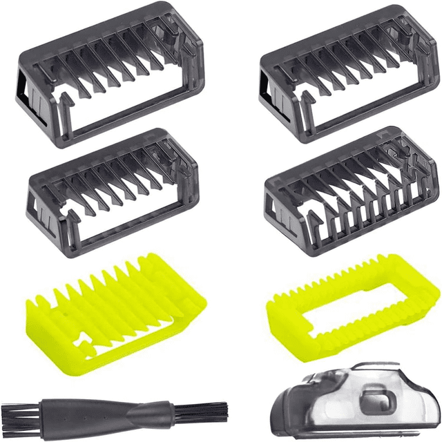"Ensemble de Protection pour Tondeuse à Cheveux Premium de 8 Pcs avec 4 Peignes Ajustables (1/2/3/5 mm), Housse de Protection et Outils de Nettoyage - Matériau PC Durable en Noir/vert"