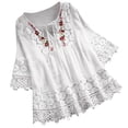 thumbnail image 2 of TIMIFIS T-Shirt à Manches Courtes 3/4 pour Femme à Col en V, Plissé, Décontracté, Tunique Fluide, Blouse, Hauts, 2 of 5