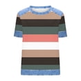 thumbnail image 4 of Hauts Décontractés à Manches Courtes pour Femmes, Blouses à Col Rond Coupe Ample, T-Shirts d'Été Unis pour Usage Quotidien, Chemises en Polyester Confortables, 4 of 5
