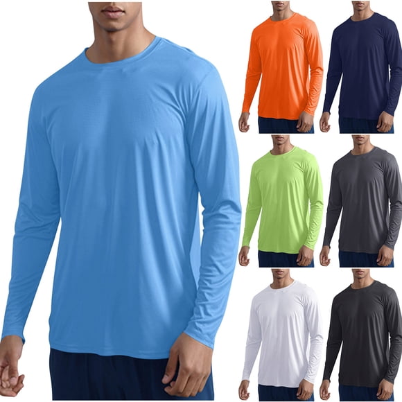 BiZtdJrK Chemises pour Hommes Protection Solaire Manches Longues T-Shirts d'Entraînement Pêche Course Respirant Séchage Rapide T-Shirt Noir TTTG Offres chez Walmart