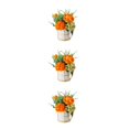 thumbnail image 4 of kurtrusly Artificial Flowers With Vase Add Of Color And Style To Any Room Indoor Pinellia orange 3Set, 4 of 6