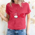 thumbnail image 1 of Pisexur Valentines Day T-shirt Top T-shirt à Manches Courtes Imprimé Amour de la Saint-Valentin pour Femmes Haut à Manches Courtes Col Rond Haut/chemise, 1 of 5