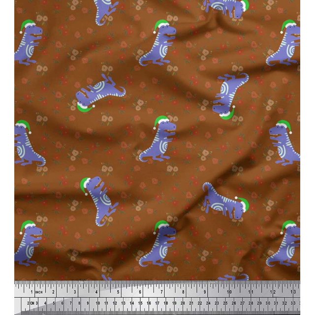 Soimoi polyester Crepe Fabric Floral,Envelope & Fox Kids Print Fabric by Yard 42 Inch Wide