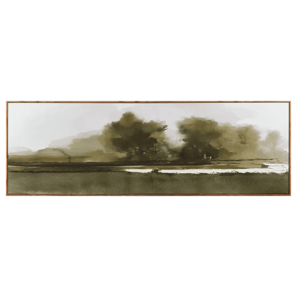 Bouclair Multicolour Gel-Embellished Watercolour Landscape Framed Art 60 X 20 in (152.4 X 50.8 cm)