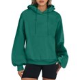 thumbnail image 2 of MeetoTime Women's Hooded Sweatshirt Fall Basic Long Sleeve Solid Color Hoodie Pullover with Pocket, 2 of 6