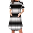thumbnail image 1 of Bwiyojiz Mode Tailles P-TTG Fermeture Éclair Latérale Allaitement Maternité Imprimé Robe à Manches Courtes Col Rond pour Femmes Enceintes Pyjama Décontracté, Noir, 1 of 2