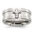 thumbnail image 1 of Bague en Acier Inoxydable Fleur de lis 10mm Brossé & Poli 9 Taille, 1 of 6