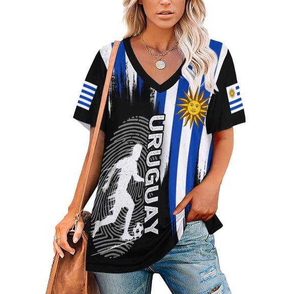 Chandail de Soccer pour Femmes Uruguay 2026 pour Fans de Soccer avec Drapeau de la Nation, Chandail Personnalisé